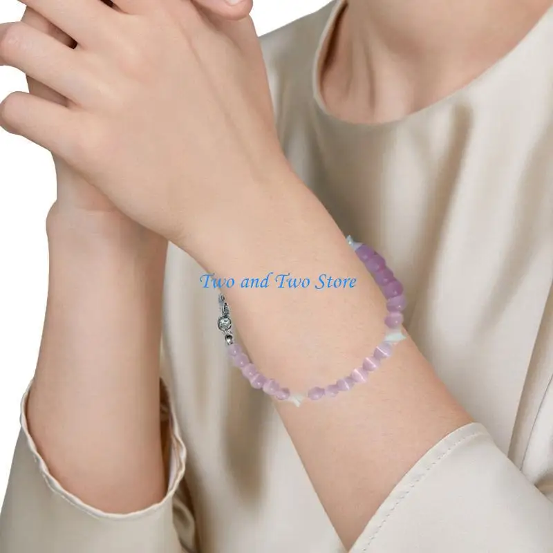 HX6F Stylish Opal Star Bracelet for Women Sweet Aesthetic Charm Eye Stone Bead Bangles