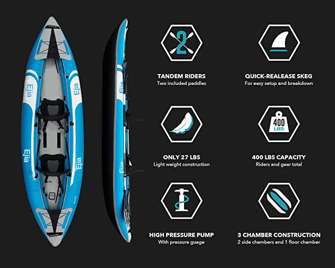 Kayak Gonflable 2 Personnes avec Pédales - alternate angle