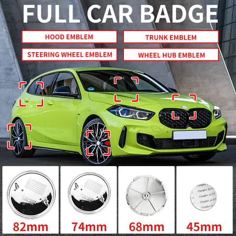 7pcs 82mm 74mm 45mm Car Front Bonnet Hood Rear Tail Trunk 50th Anniversary Emblem Badge Logo for BMW E53 E64 E83 E90 E93 F10 F20