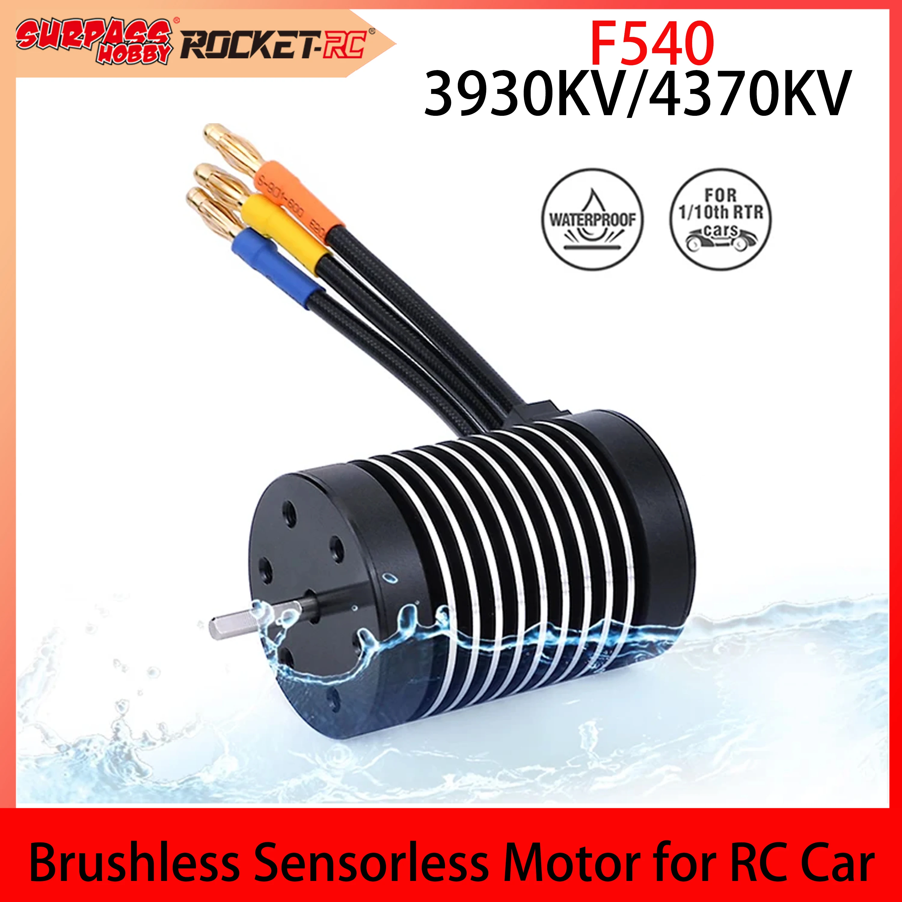 Rocket F540 3930KV 4370KV Waterproof Brushless Sensorless Motor for 1/10 1/12 Traxxas WLtoys 10428 12428 RC Car Accessories