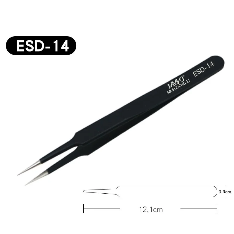 Stainless Fiber Tips High Precision Anti-Static Precision Tweezers Professional Repair Tools for Repair Soldering Craft Tools