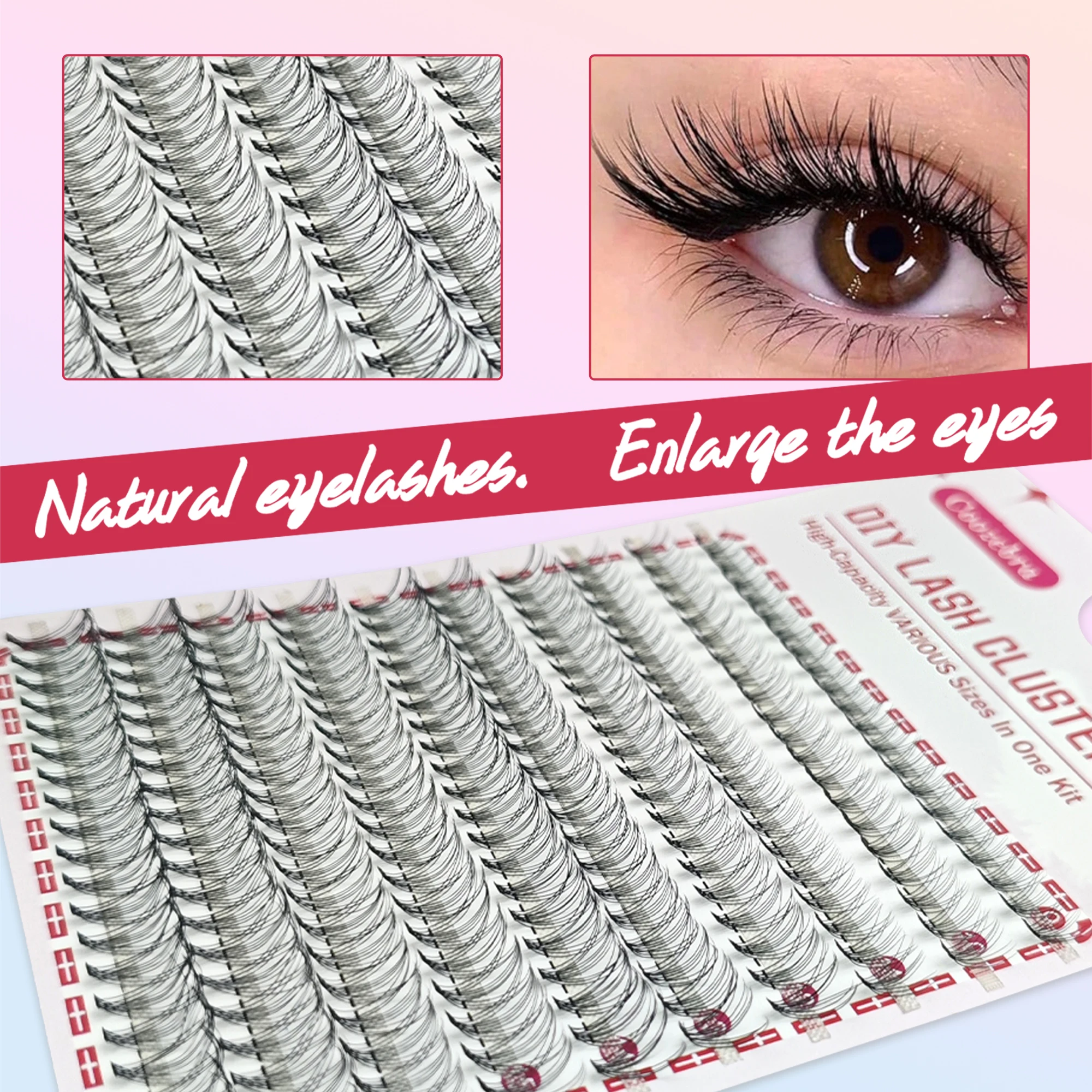 D-curl 200 cluster d'extension de cils cluster 3D cils simples aspect naturel 9-16mm mixte longs cils de vacances