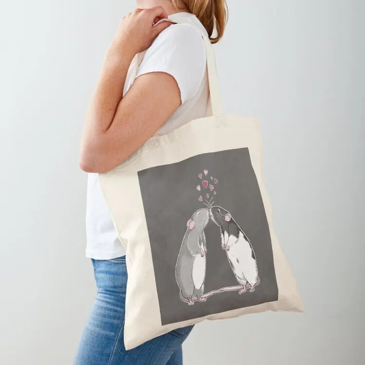 

Rat Kisses (White Outline) Tote Bag eco pack Handbags Woman shopper bag Canvas bag