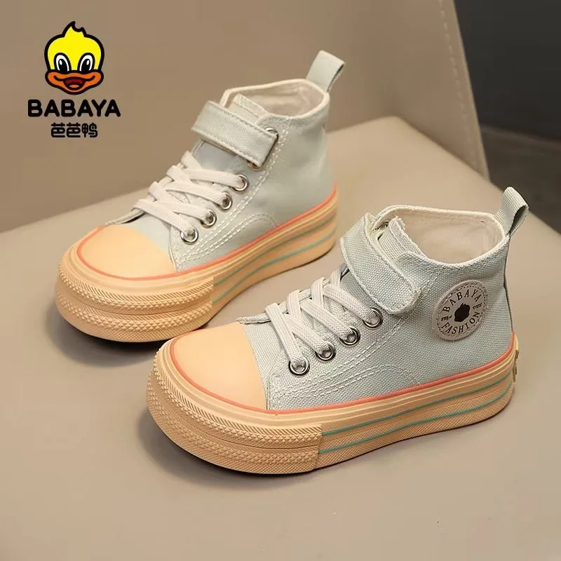 babaya 2024 Spring New High Top Children\'s Canvas Shoes for girl breathable Boys Shoes kids Board Shoes Autumn fashion sneakers