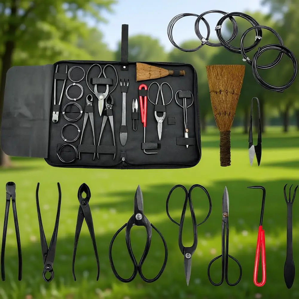 

Набор из 12 садовых инструментов для бонсай из углеродистой стали с прочным нейлоновым чехлом для обрезки растений и использования на открытом воздухе