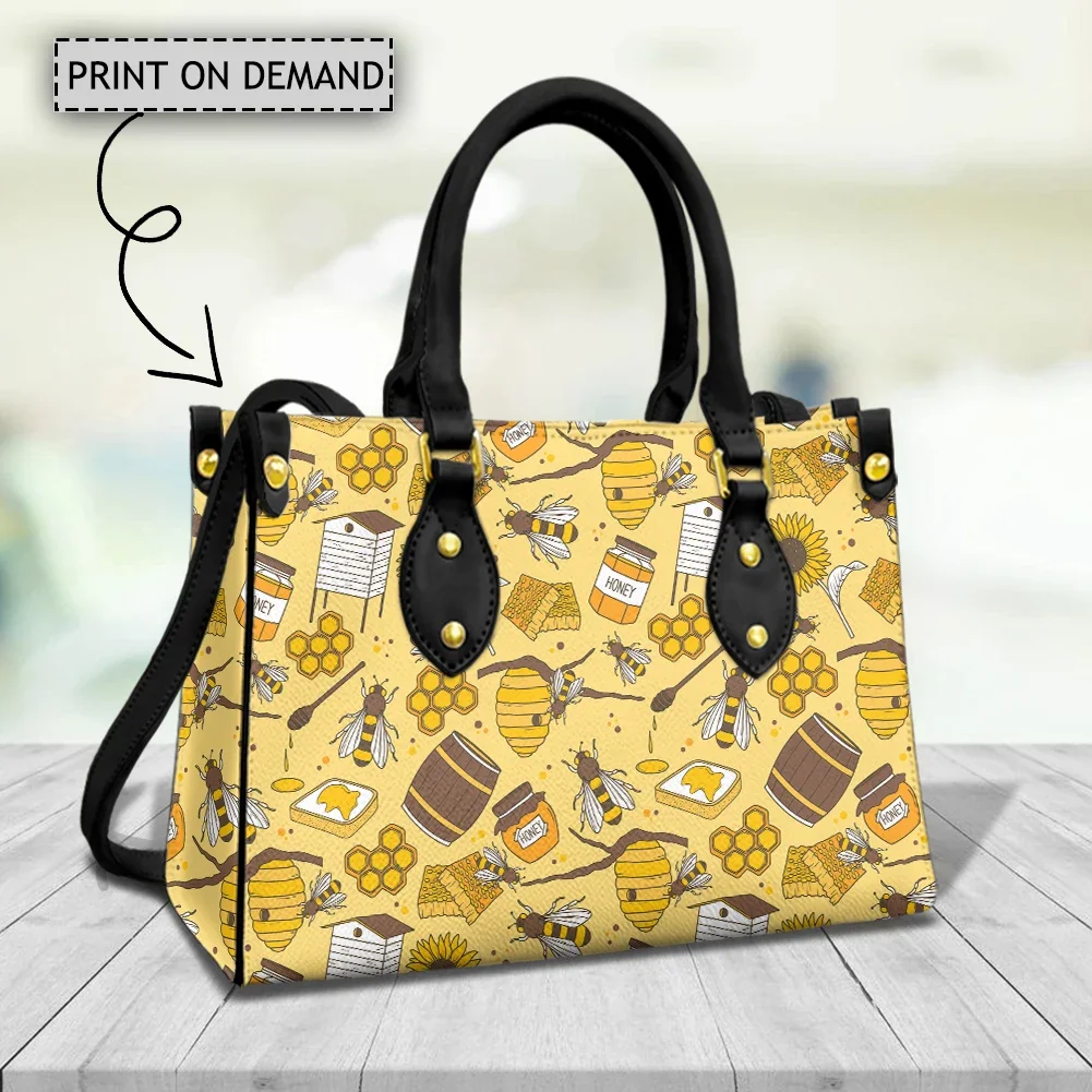 Bolso de mano informal con estampado de abeja de dibujos animados para mujer y niña, bandolera de hombro con correa larga, Bolsas de bendición y brujería