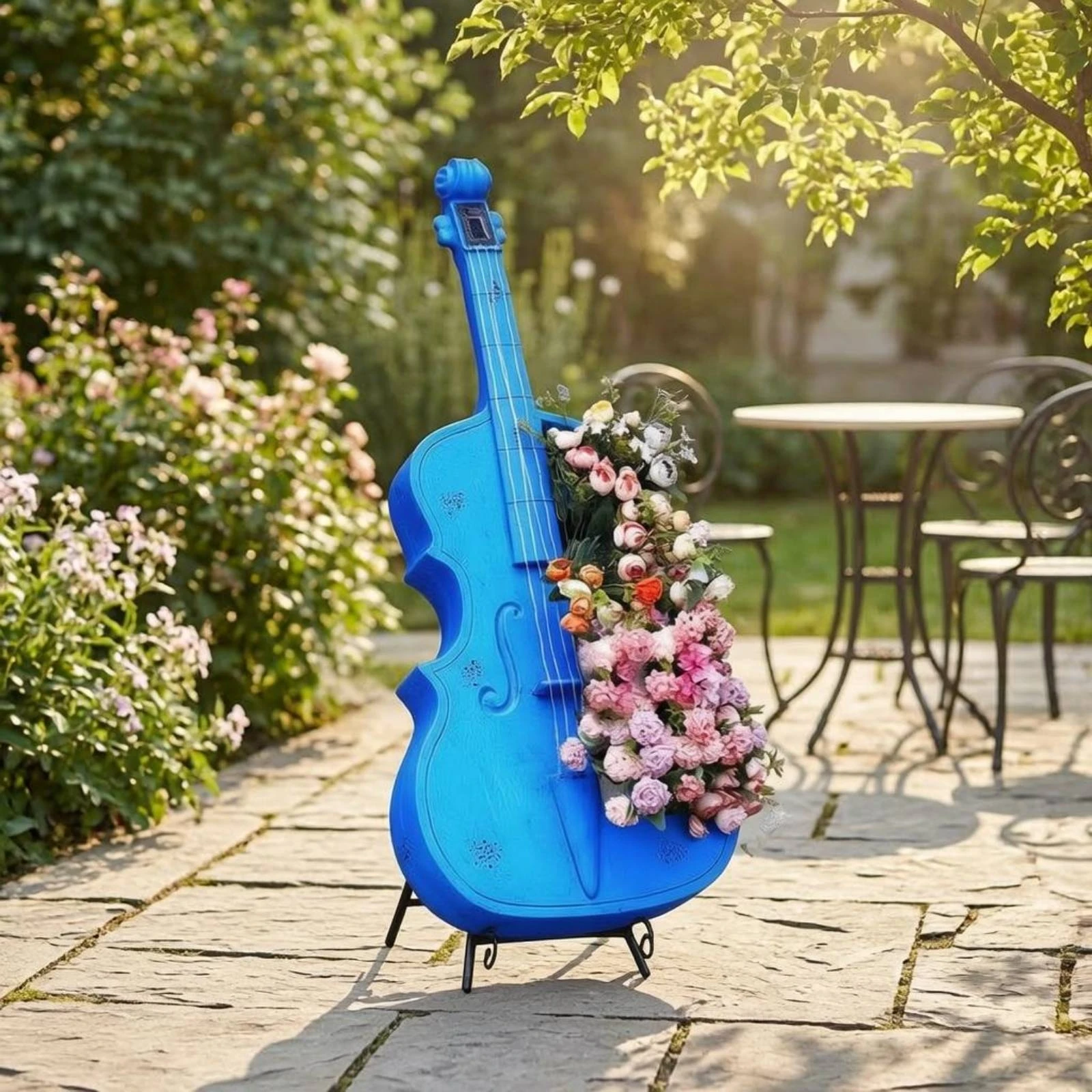 Cello Planter Metal Base Resin Cello Ornament Musical Instrument Planter Raised String Details Home Decor Compact Size