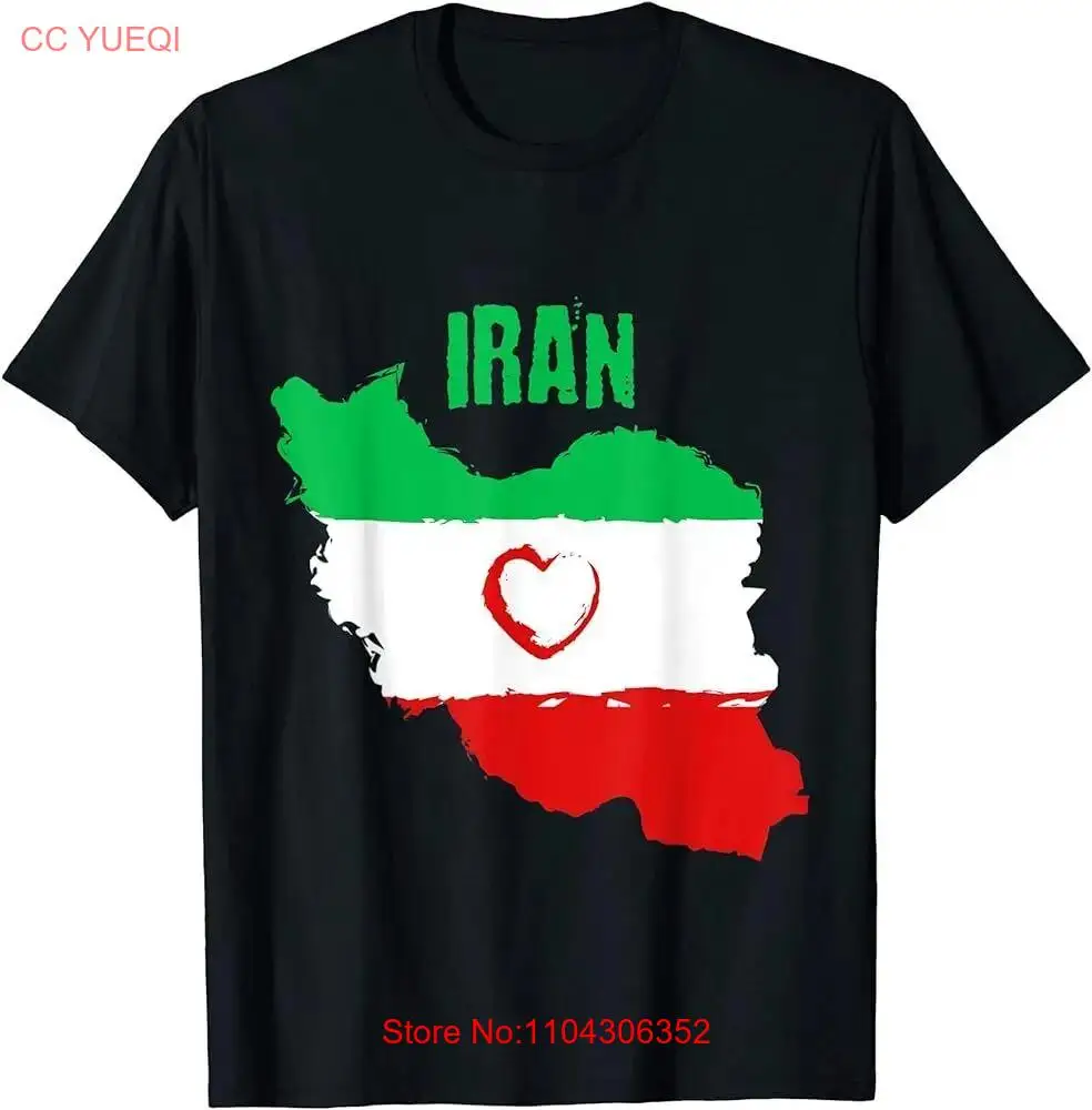 Iran Heart Map Flag Freedom Iranian Persian Free Iran T-Shirt long or short sleeves