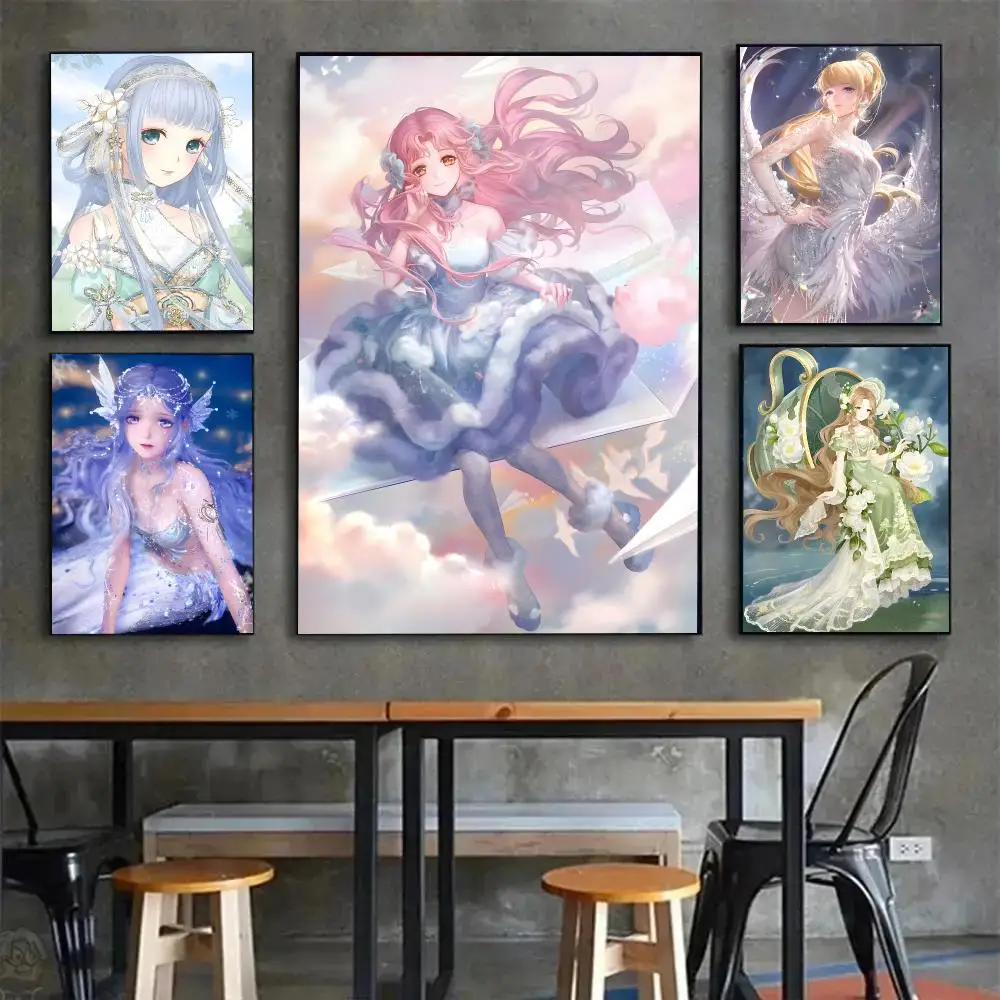 Game Dressup Miracle Nikki Poster Painting Wall Art Mural for Living Room Home Decor and Gifts