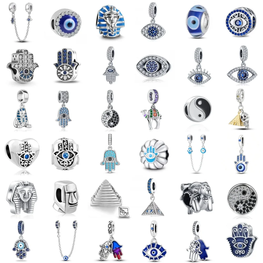 

Подвеска-шарм из серебра 925 пробы с изображением древнеегипетских глаз, ладоней, пирамиды, символа Тайцзи и багуа, подходит для оригинальных браслетов, для женщин и мужчин, для самостоятельного изготовления украшений.