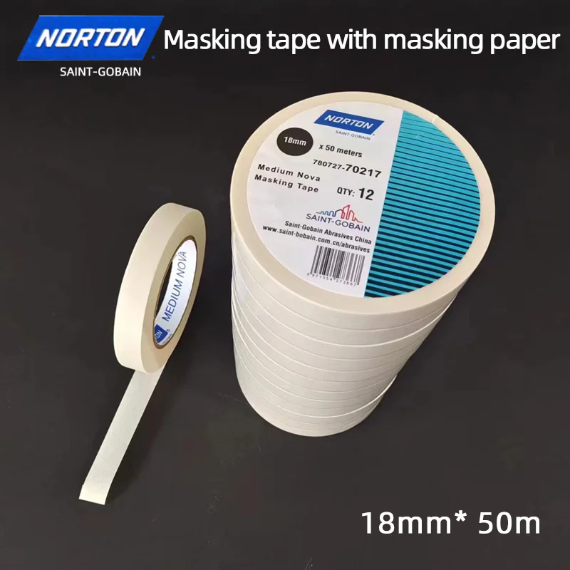 

NORTON 18mm 50m Long Masking Tape Car Spraying Single Side Adhesive Tape for Car House Oil Painting Sketch