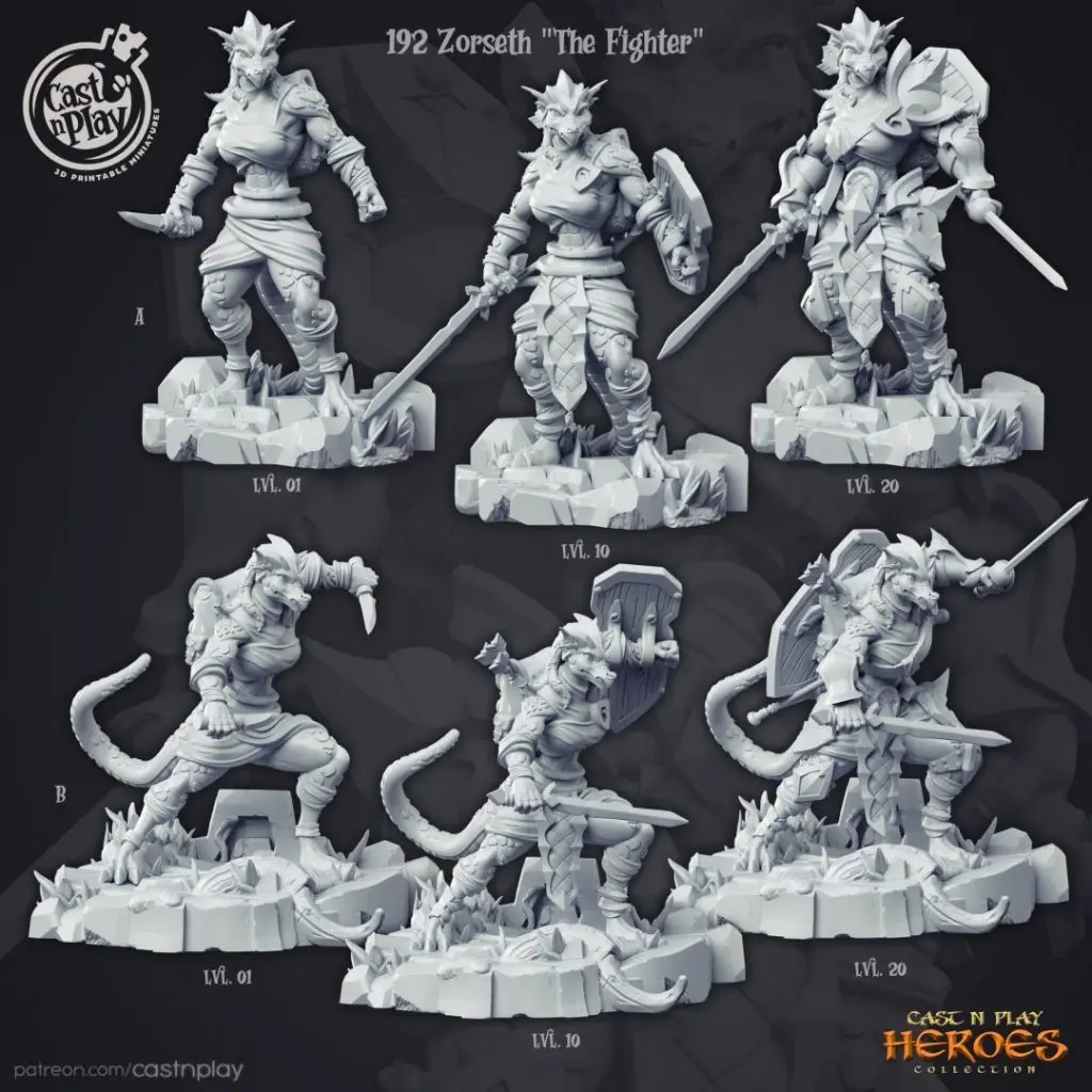 3D Printing Microscopic Models【 Hero 】 Female Dwarf Elf Dragon Descent Half-orc Lizard Dnd Battle Piece Model