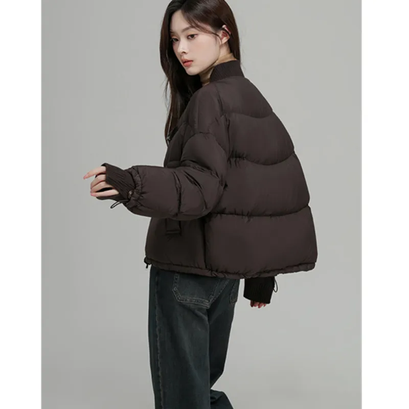 Jaqueta curta de malha para mulheres 2025 inverno novo 95% pato branco para baixo pequena fragrância casaco grosso feminino casual topo