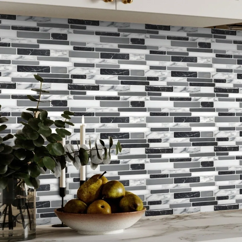 25PCS Marble Pattern Kitchen Stickers Waterproof 3D Effect Crystal Bathroom Tile Stickers Self-Adhesive Oilproof Wallpaper