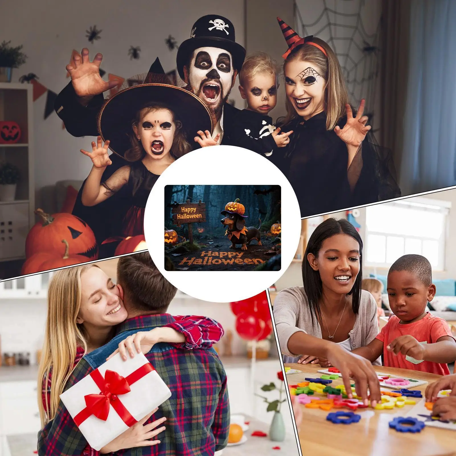 

Пазлы на Хэллоуин, 130 шт., пазлы для детей с тыквой и животными, забавная сложная игра на Хэллоуин для семейного отдыха