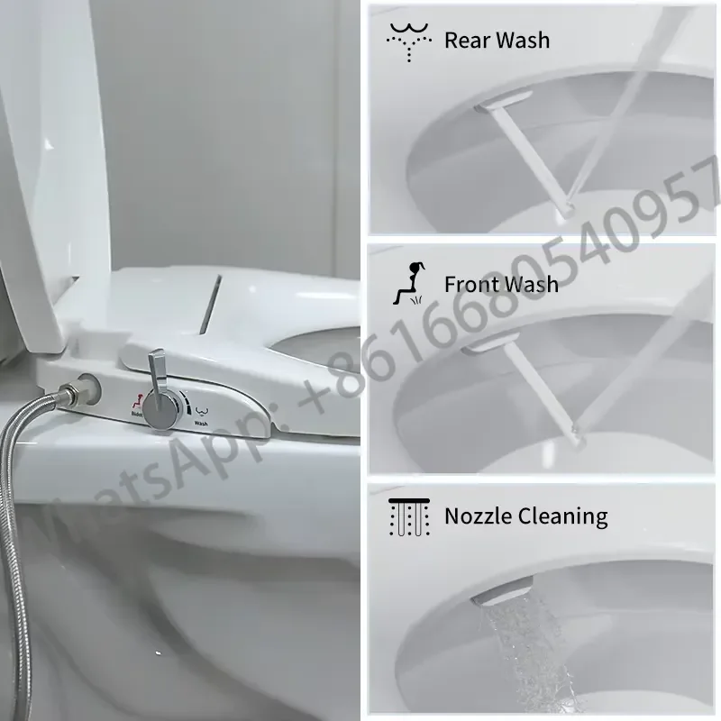 Wholesale Dual Nozzle Self Cleaning O Shape Smart Bidet Seat Cover Rear Feminine Wash Non-Electric Plastic Toilet Bidet Seat - view 5