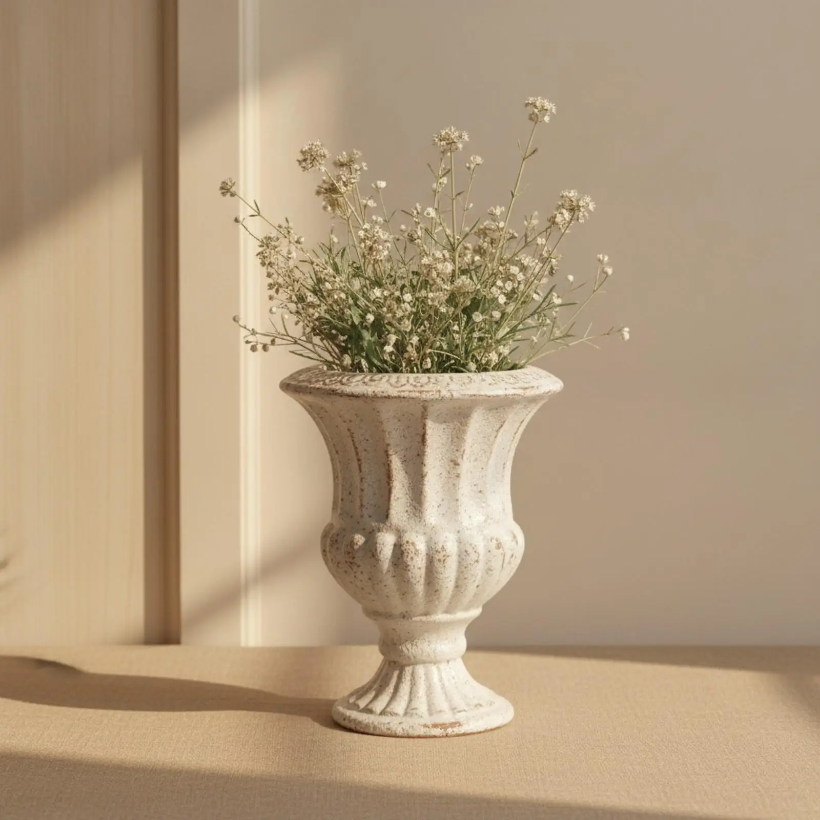 Pedestal Design Ceramic Vase Distressed Finish Brown Speckling Decorative Flower Vase for Dining Table Centerpieces Elegant Home