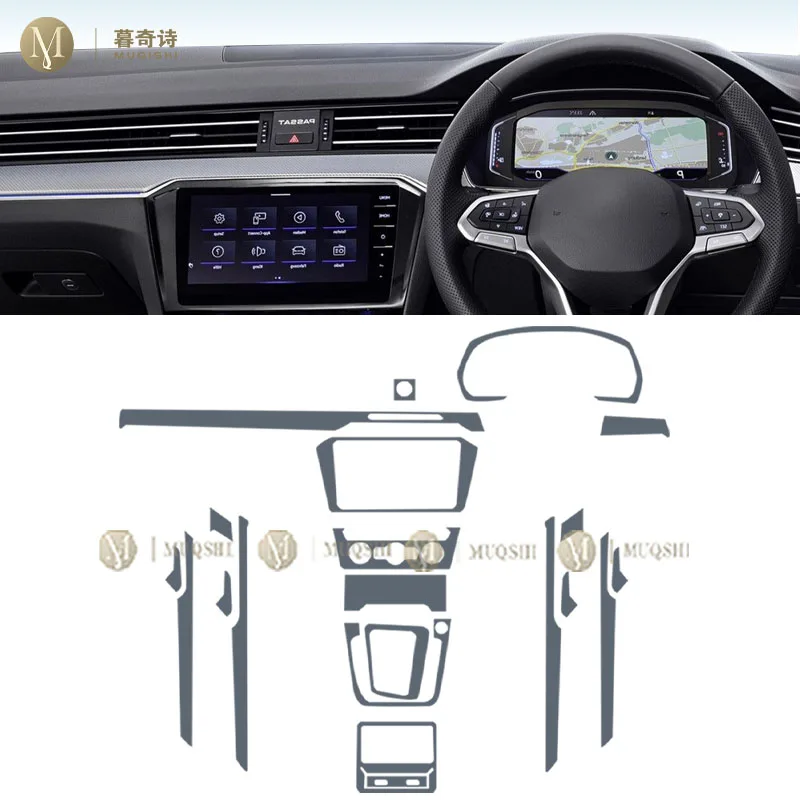 MUQSHI Pre cutting car Interior PPF paint protection film console transparent/matte TPU For Volkswagen Passat B8 Variant 18-2022 view 3