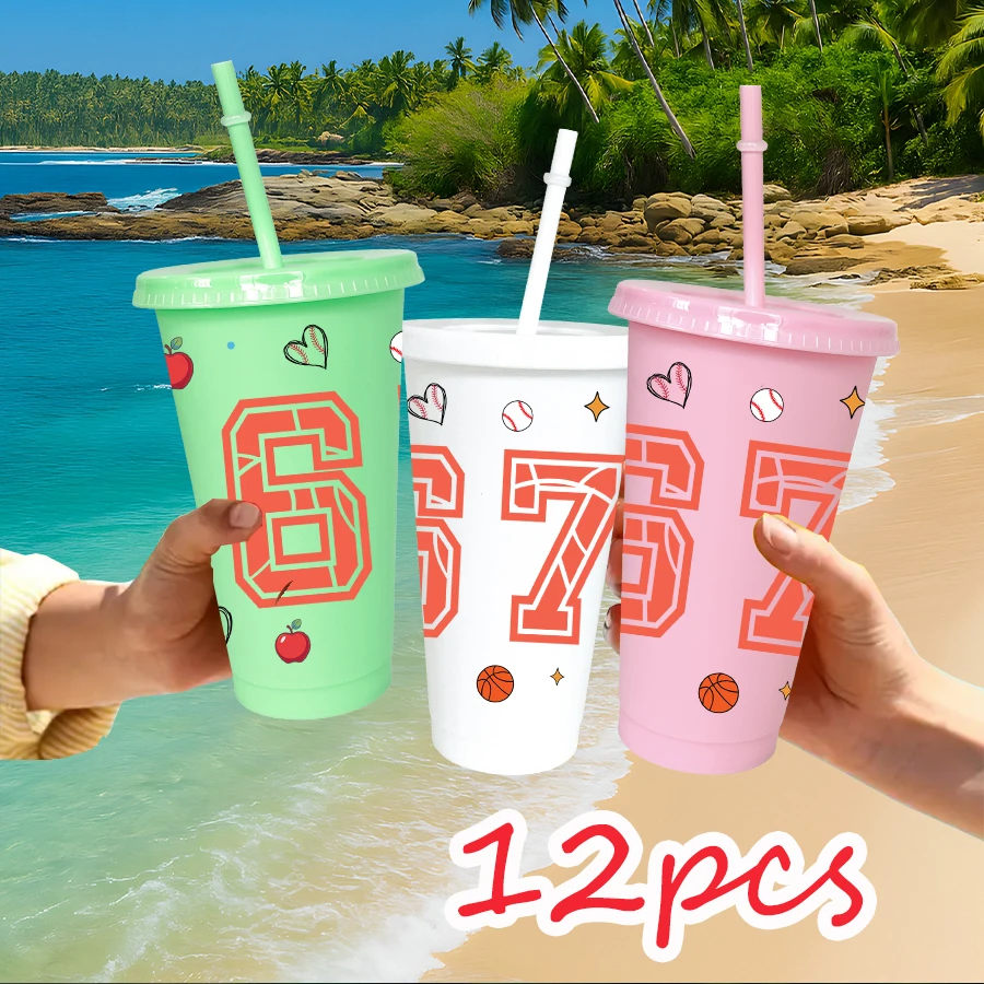 12 sztuk/opakowanie kubków plastikowych z motywem sportowym, 770 ml, kolorowe, na przyjęcie urodzinowe, przyjęcie powitalne, kubek na wodę