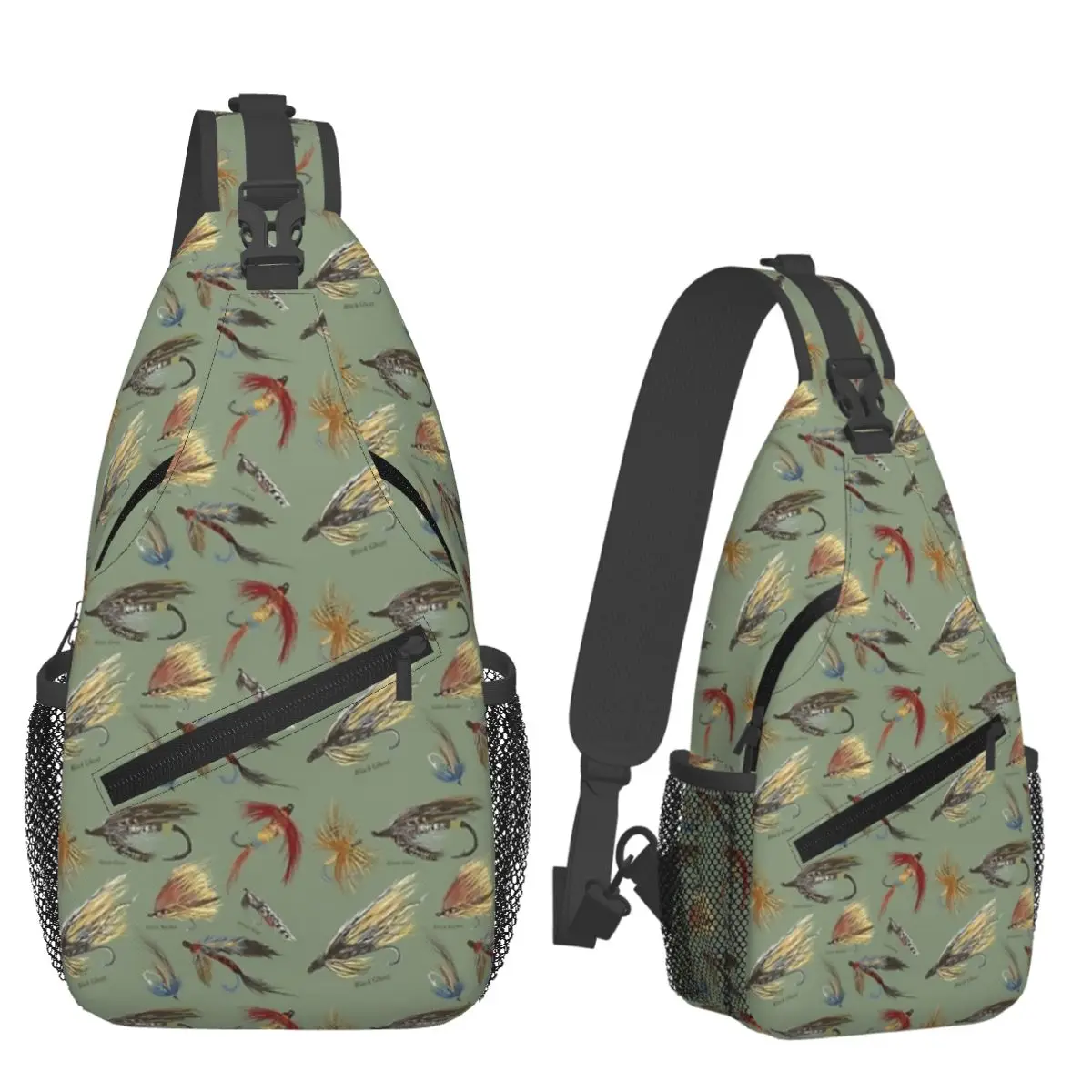 

Fly Fishing With Hand Tied Flies! Chest Bag Men Sling Crossbody Backpack Chest Bag Traveling Hiking Daypack Shoulder Bag