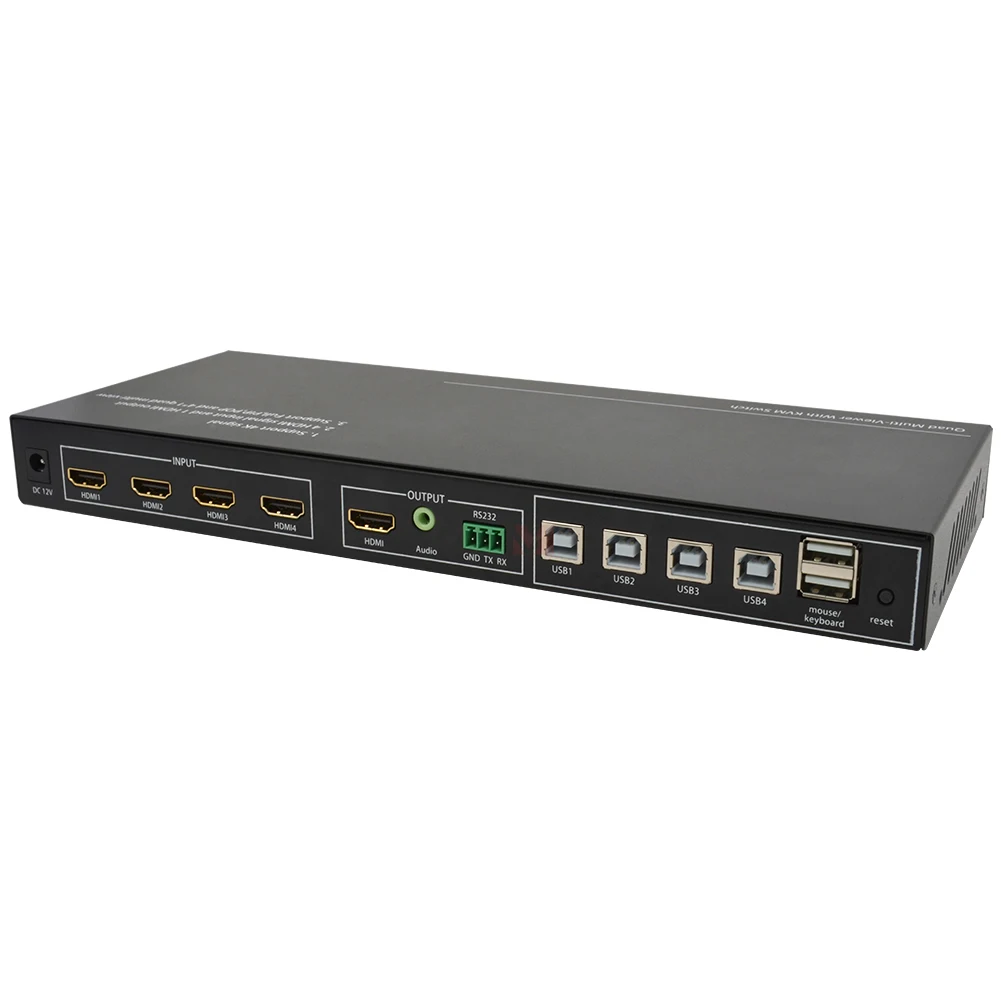 4x1 HD KVM Multiviewer 1080P مع 4 مدخل إشارة HDMI 2 مخرجات إشارة USB تدعم وظيفة مفتاح KVM بدون شاشة سوداء