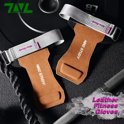 Premium Cowhide Leather Gym Gloves Weightlifting Belt Anti-Slip Lifting Grips for Deadlifts Powerlifting Palm Protection