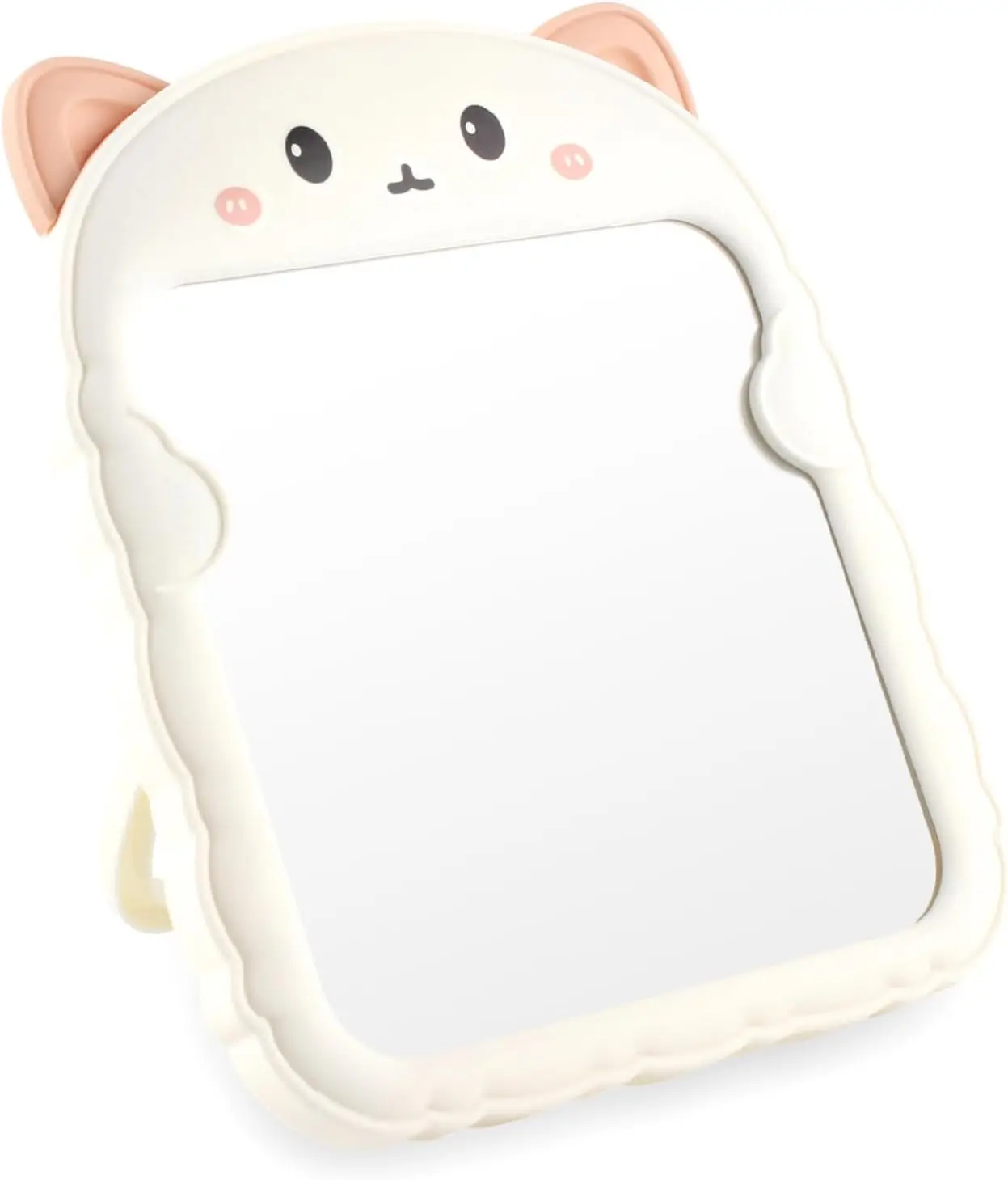 Cute Desk Mirror Cartoon Cat Mirror for Desk, Desktop Mirror with Stand for Girls, , Hanging Mirror for Bedroom, Bathroom (White