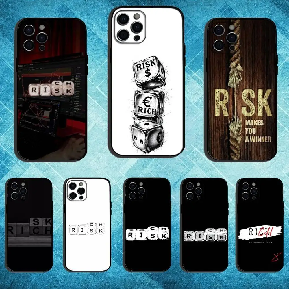 

Day Trader Trading RISK RICH Phone Case For iPhone17,16,15,14,13,12,11 Plus,Pro Max Soft Black Cover