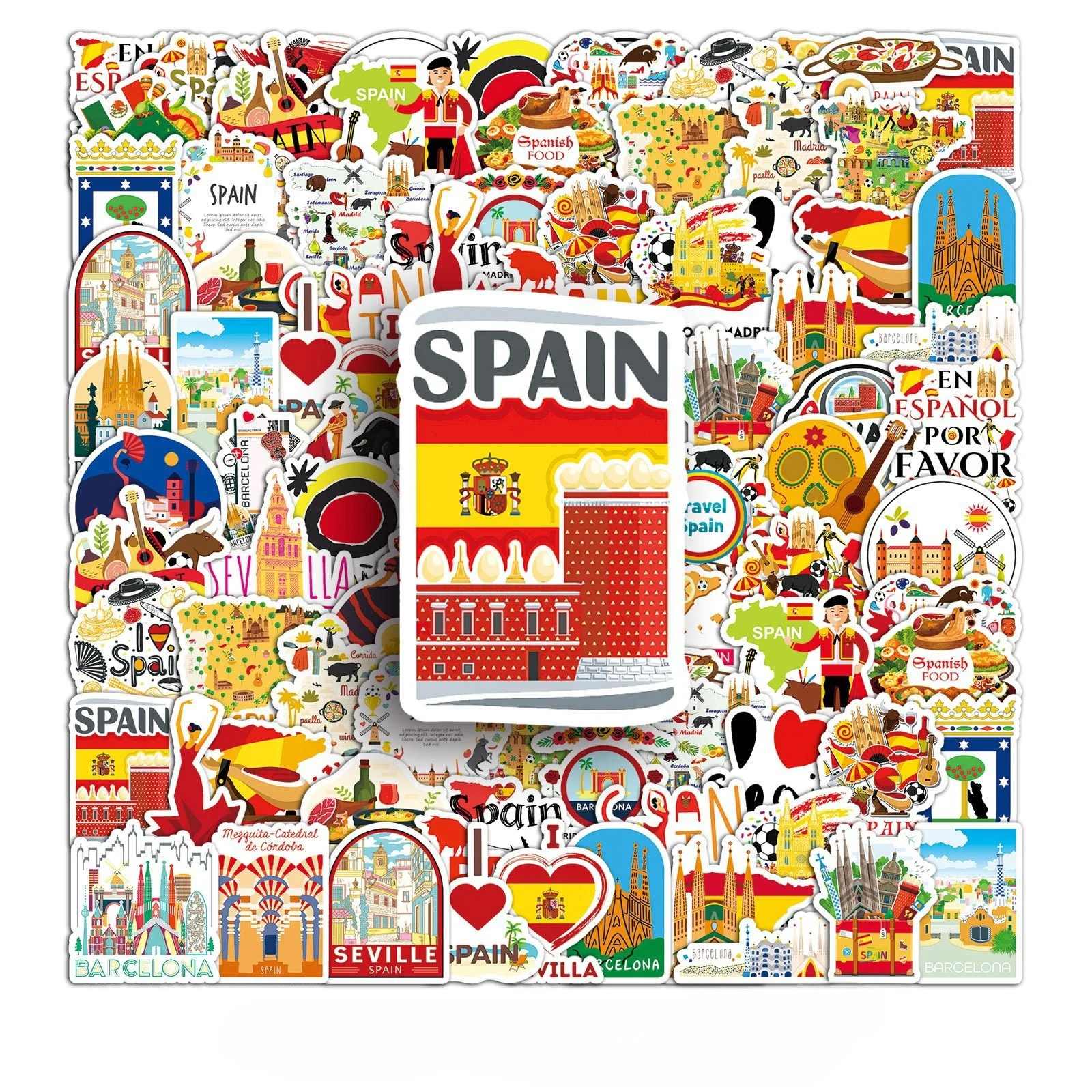 50PCS Spanish Graffiti Sticker Kawaii Outdoor Travel Decoration Water Cup Tablet Laptop Book Mobile Phone Case Waterproof Decal