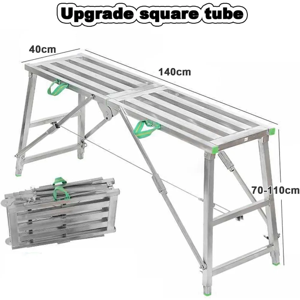 Adjustable Height Portable Folding Scaffolding Ladder StoolMultipurpose Work Platform for Home Improvement Cleaning and DIY