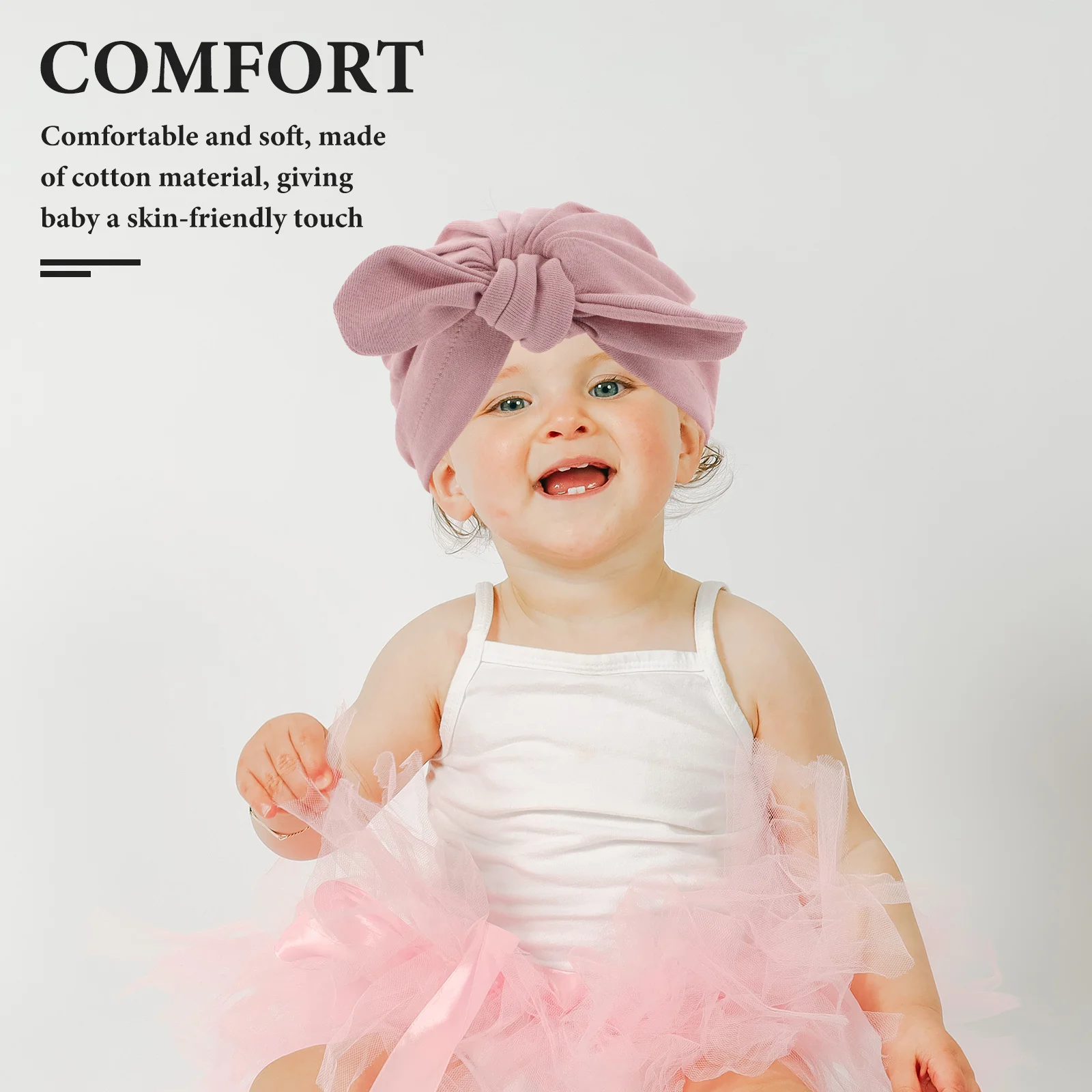 

Детские шапки-тюрбаны из 2 предметов, мягкие хлопковые детские головные уборы с узлом, дизайн с заячьими ушками, шапки-бини для новорожденных мальчиков и девочек