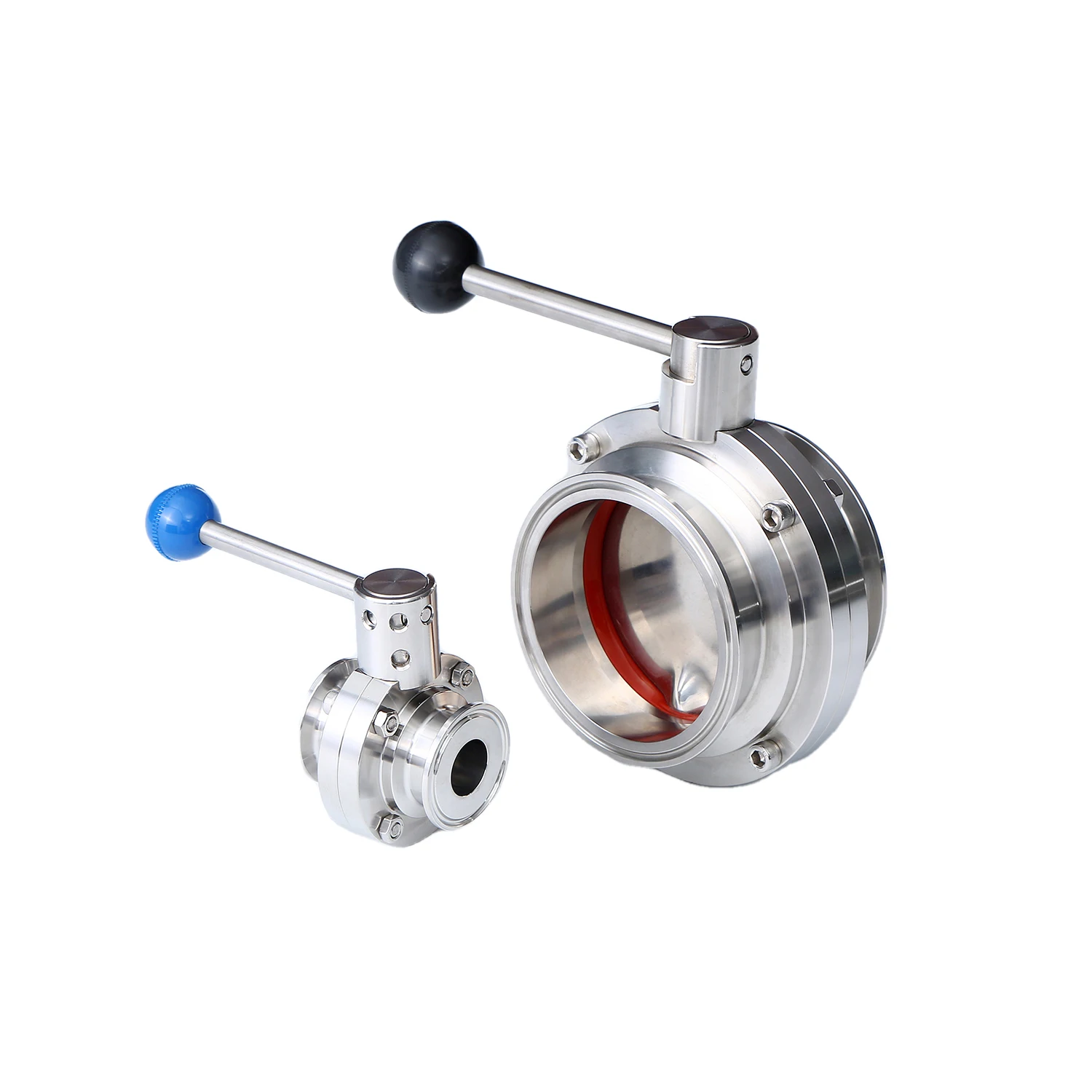Sanitary Manual Butterfly Valve, Stainless Steel 304/316L with Triple Clamp and Threaded End for Dairy Beverage Fluid Control