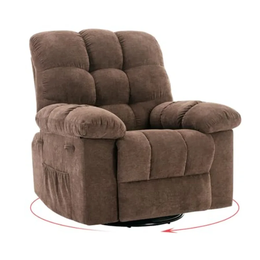 Living room rocking recliner chair, fabric upholstery, gray, 360 swivel and rocking motion, Q235 steel frame, compact design wi