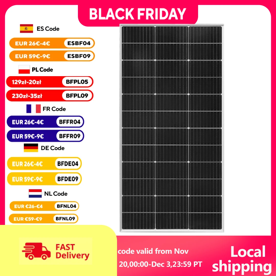 

Rigid 150W 19.8V Glass Solar Panel Module PV Power for 12v Battery Charging Boat Caravan Grid-connected Off Grid Applications
