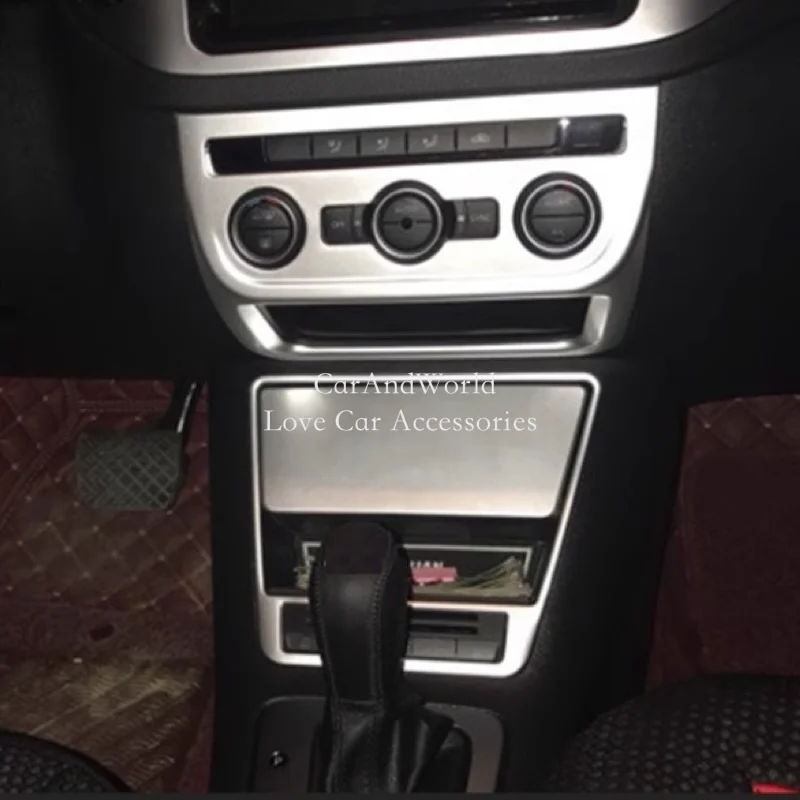 For VW Volkswagen Tiguan 2009-2016 Car Interior Armrest Storage Box Grid Cover Trims ABS Chrome Stickers Car-Styling Accessories