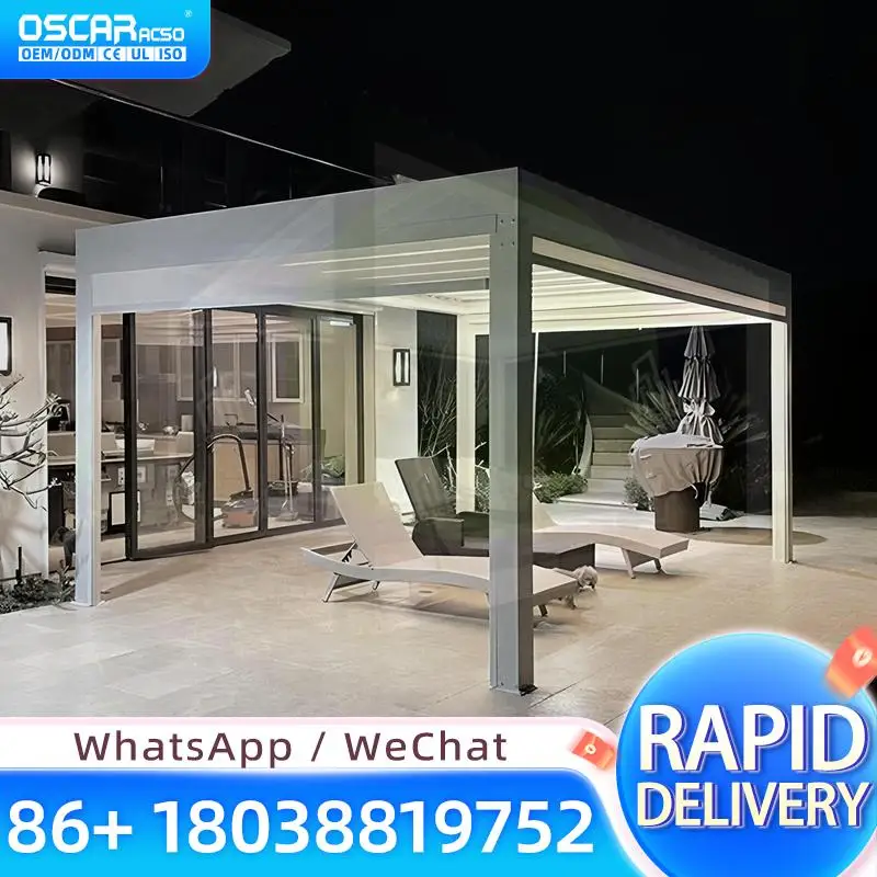 Motorized Waterproof Louvered Pergola Structure Gazebo for Garden Patio Backyard pergola