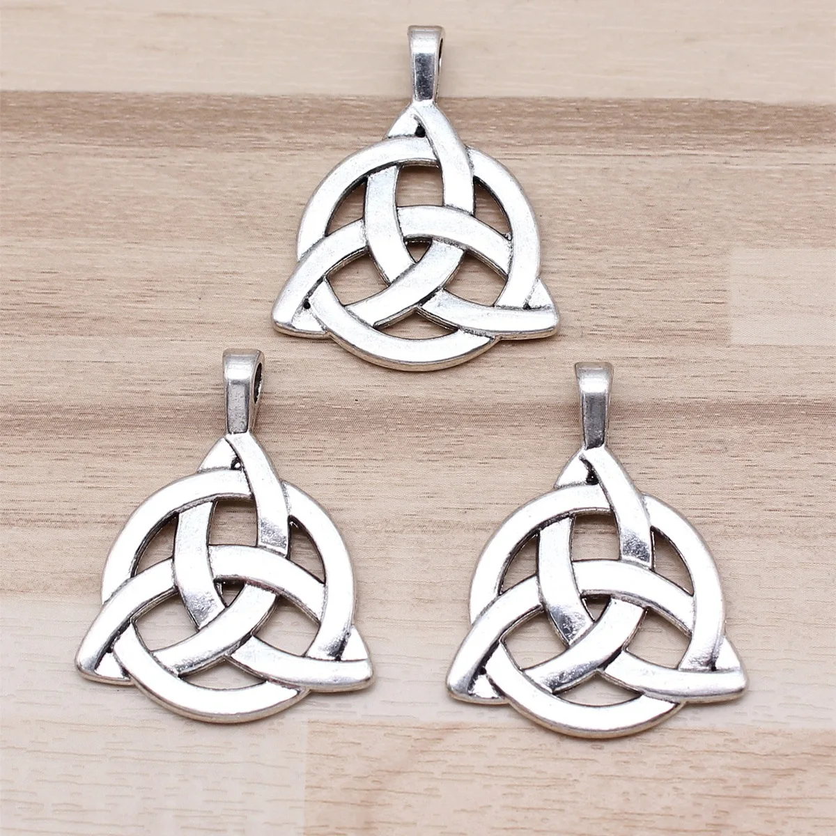 IFOCUS 3pcs/Lot Triquetra Symbol Charms For DIY Jewelry Making Zinc Alloy 35x27mm/1.38x1.06inch