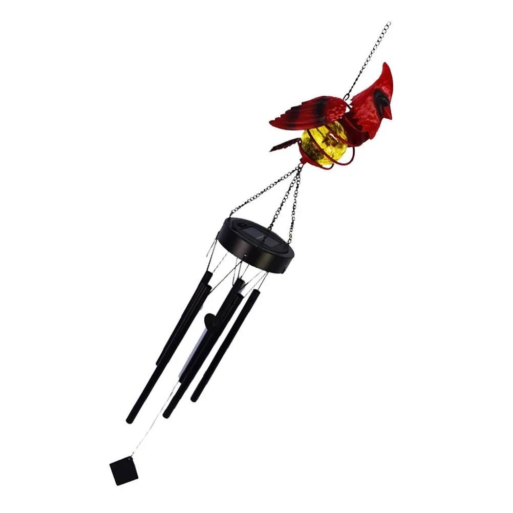 Solar Bird Wind Chime Outdoor Garden Lamp Portable Hanging Light for Yard Patio Deck Decor Energy Saving