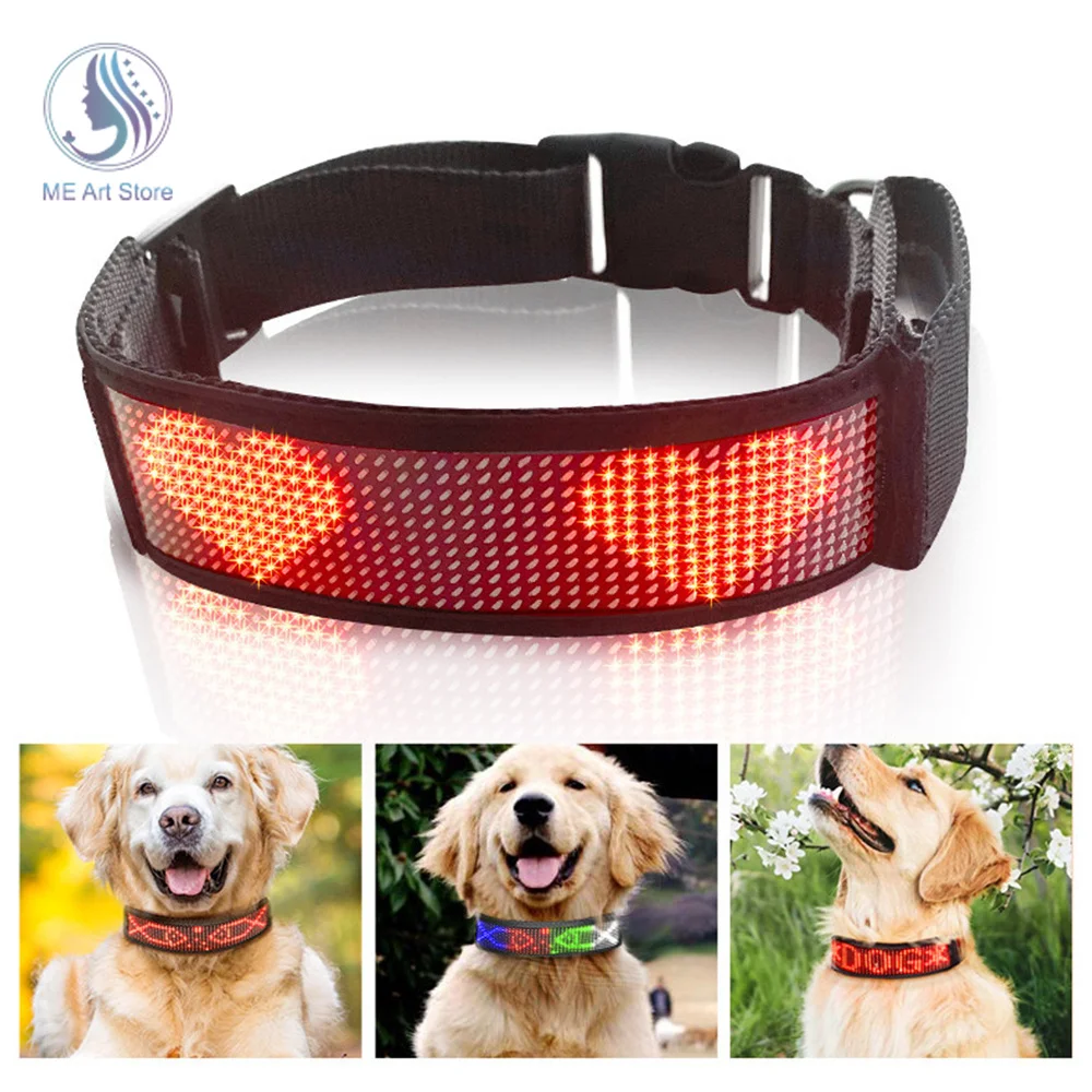 Imagem -05 - Programável Pet Dog Collar com Display Led Dog Collar Inteligente Placa Usb Prevenção da Perda Sinal de Nome Bluetooth