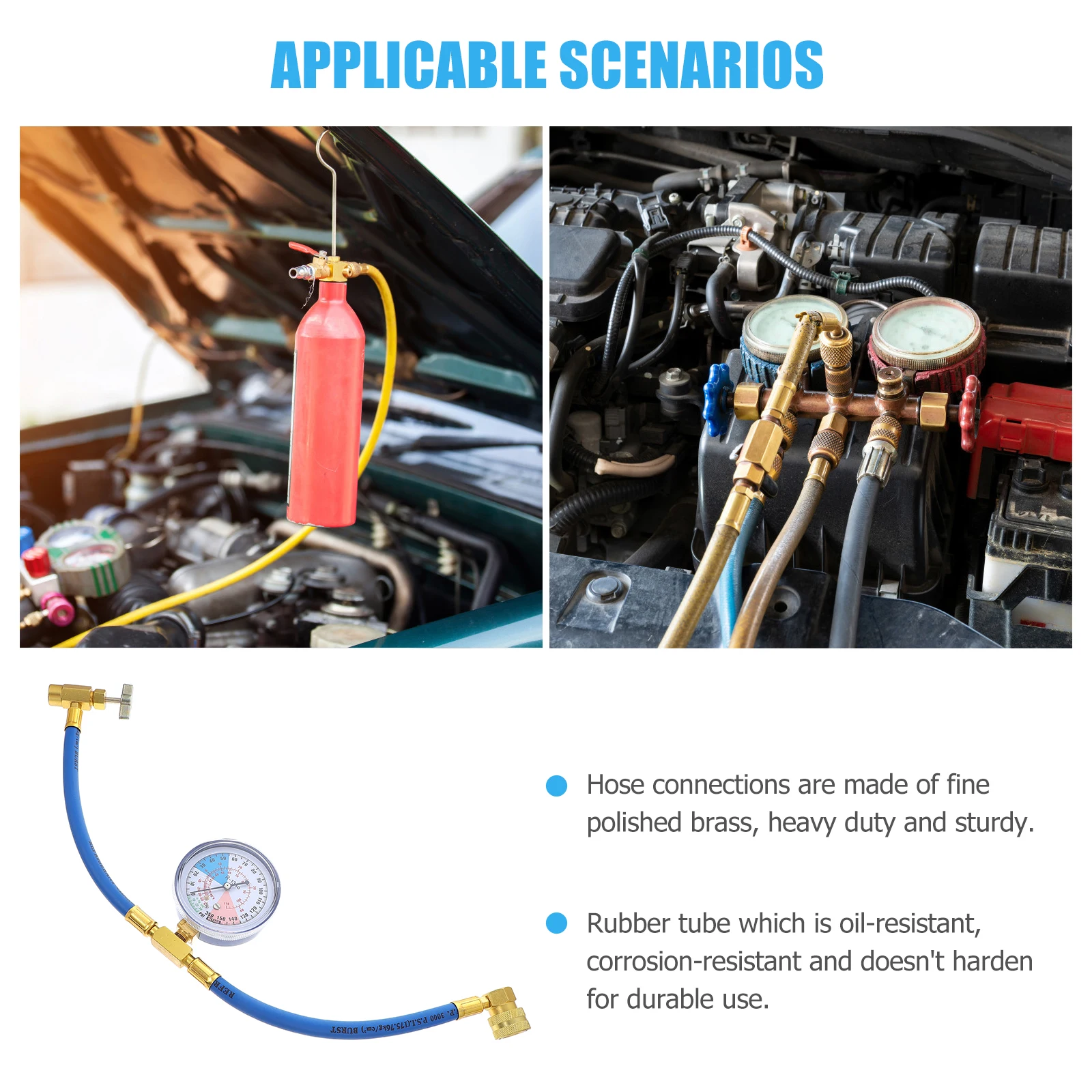 

Refrigerant Charge Hose With Gauge For R134A Ac Pressure Testing Durable Filling Tube Vehicle Home Air Conditioning System