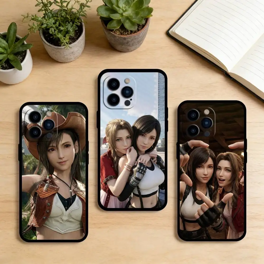 

AAA FFVII A-Aerith & T-Tifa Phone Case For iPhone 17,16,15,14,13,12,11 Plus,Pro Max,XS,Soft Silicone Black Cover