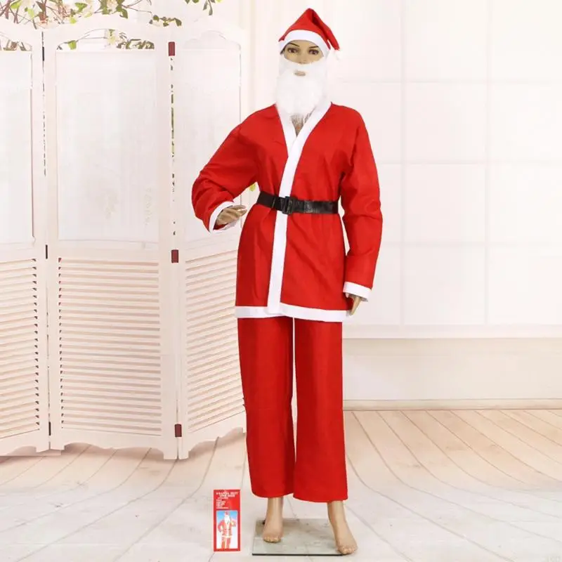 MXMF 5Pieces Set Xmas Men Santa Outfit Funny Circus Costume Naughty Uniform Cosplay