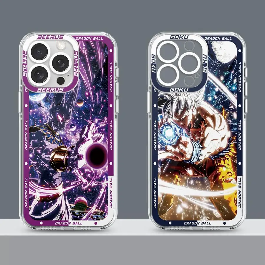 

Clear Phone Cover Case for iPhone 12 Mini 16 15 14 Plus 13 12 11 Pro MAX 17 Air 16e 7 8 XR Dragon Ball Beerus Goku Cool