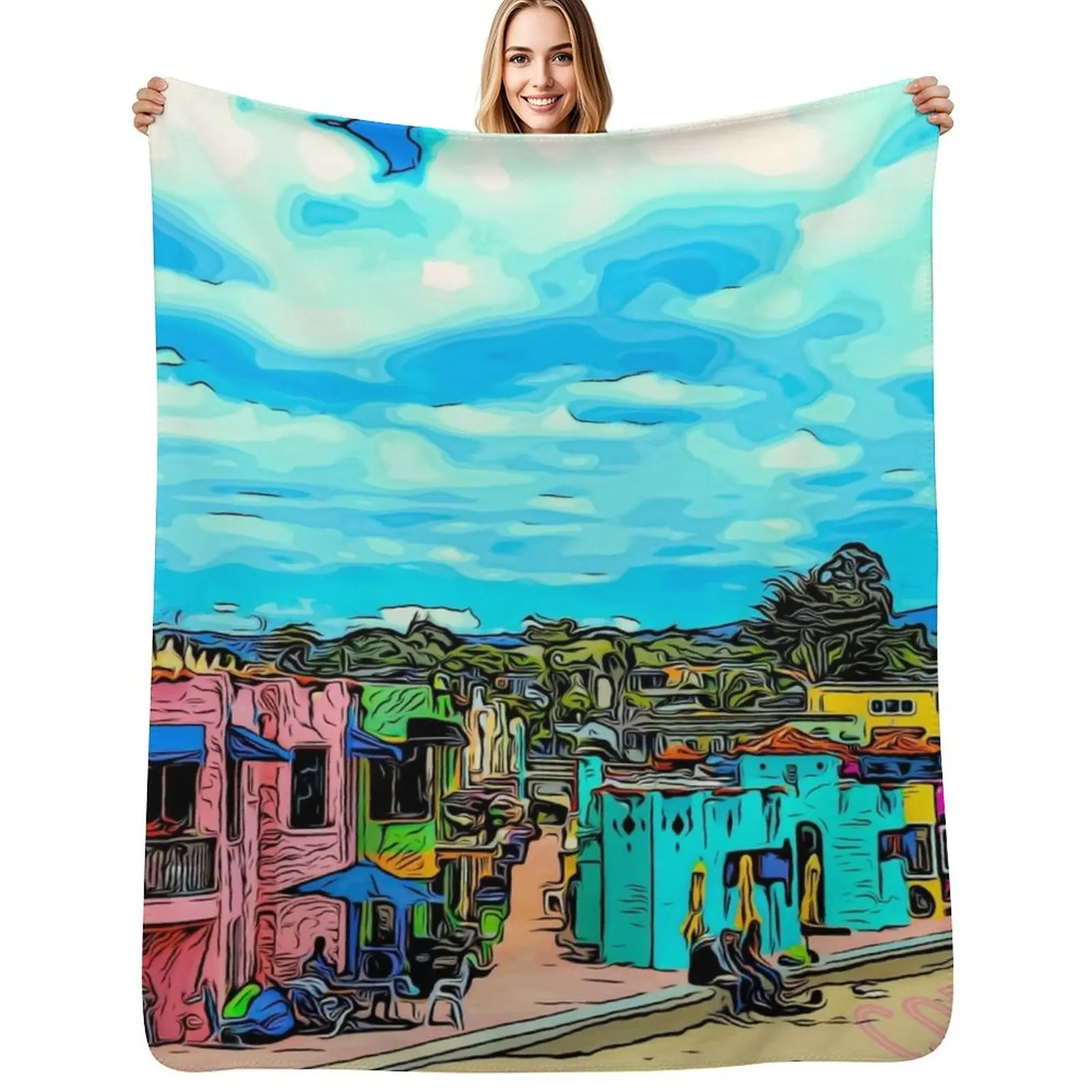 

Capitola Cacitas California Coast Throw Blanket Soft Plaid decorative funny gift Plaid Blankets