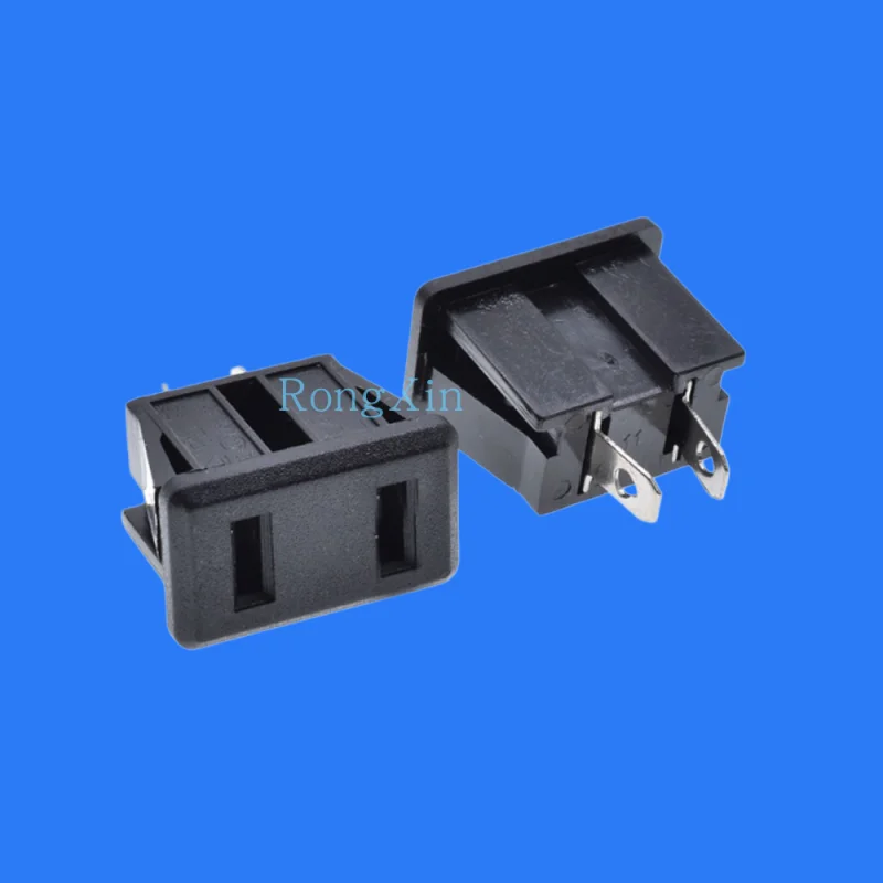100pcs/ SP-864 AC AC power socket 2-hole socket black pure copper 2-pin national standard socket 10A/250V