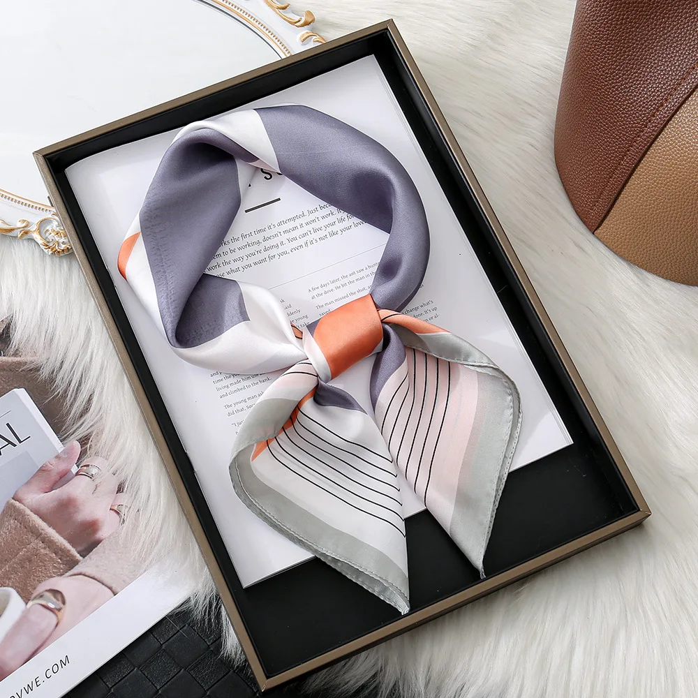 Spring and Autumn Bag Wrapping Temperament Tie Hair Fashion Silk Scarf High Sense Light Luxury Irregular Square Scarf Scarf