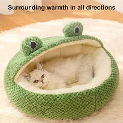 New Deep Sleep Comfort In Winter Frog Cat Bed Little Mat Basket Small Dog House Products Pets Tent Cozy Cave Nest Cat House