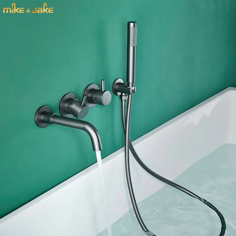 Gunmetal brass bathtub faucet shower bathroom wall bathroom faucet shower furniture set shower mixer brass shower head