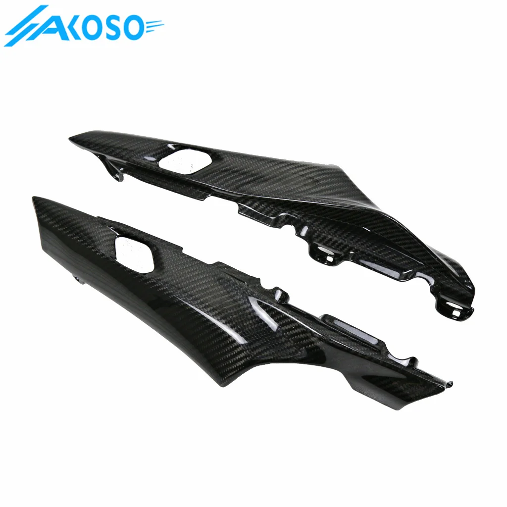 AKOSO ريال ألياف الكربون دراجة نارية المقعد الخلفي القلنسوة الحرس الذيل مقعد لوحات جانبية هدية ل MT09 FZ09 2021-2024