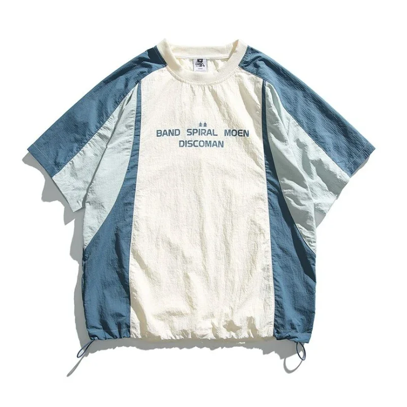 

Trendy Sports Leisure Color Blocking Printed Short Sleeved T-shirt Outdoor Loose Half Sleeved Couple T-shirt Summer Men's Tops